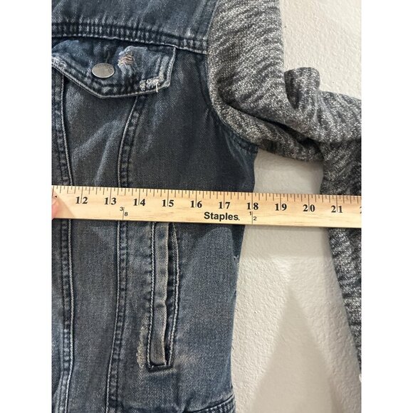 Free People Denim/Knit Hoodie Womens  Jacket in Indie Wash Size Small - Picture 7 of 9